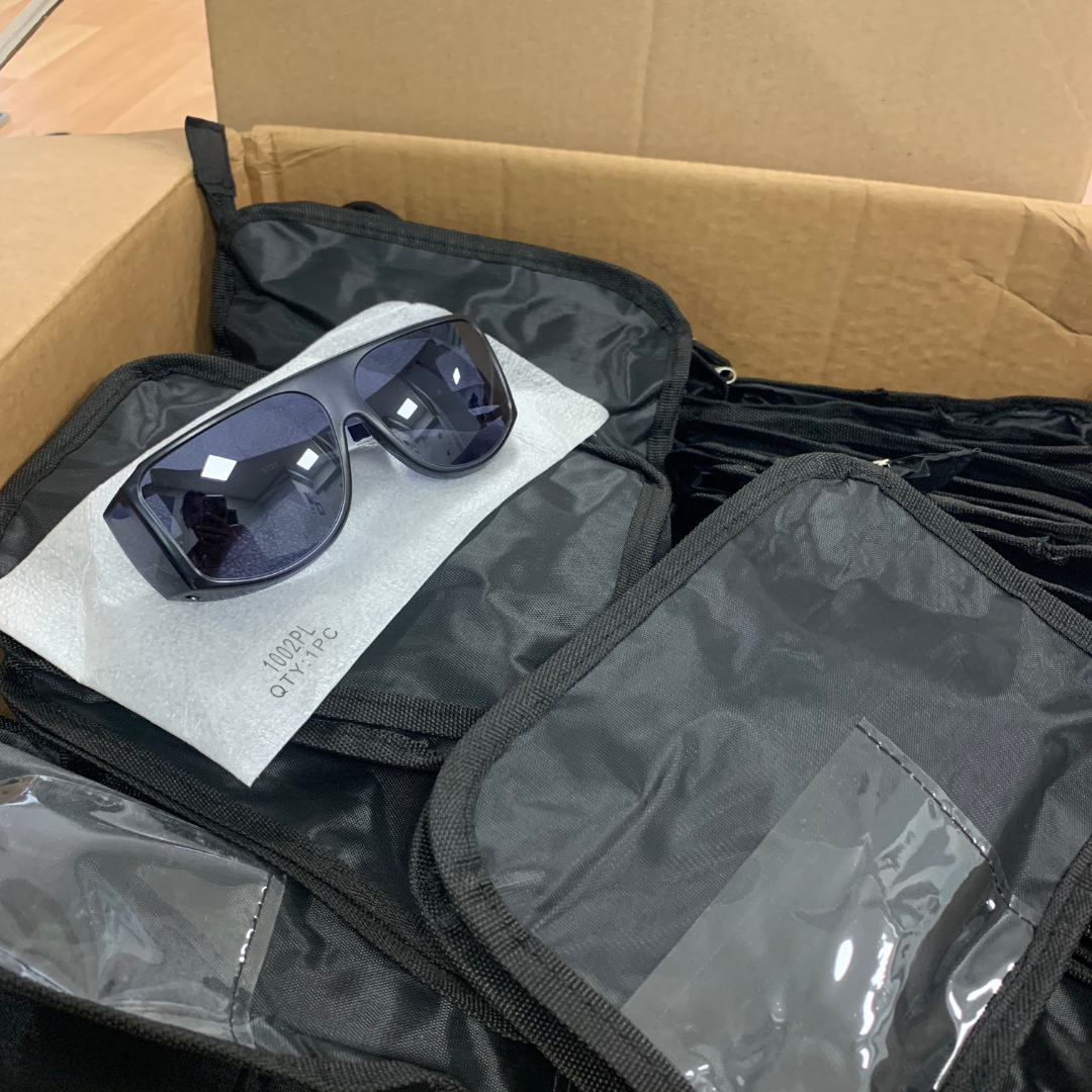 Post-op cataract glasses in bags