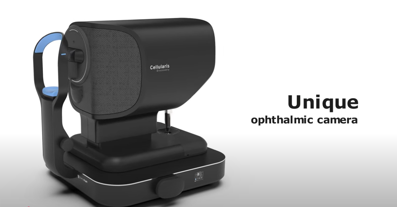 Load video: Demonstration of CELLULARIS® Discovery by EarlySight, showcasing cellular-level retinal imaging, lateral illumination technique, and user-friendly operation for ophthalmic diagnostics.